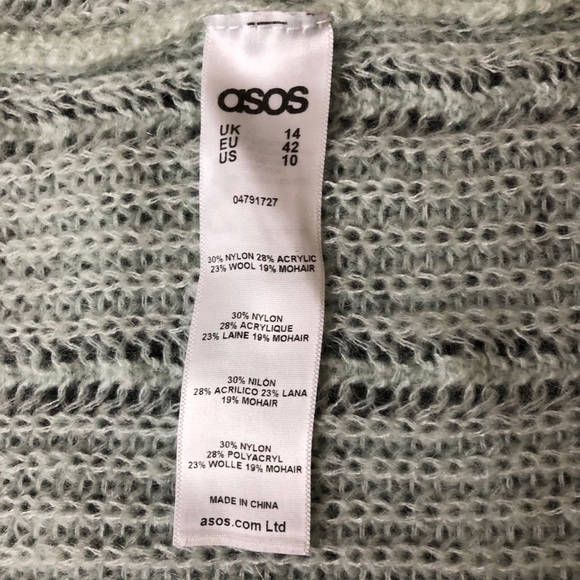 ASOS Sweater Womens 10 Green Open Knit Pullover Ruffles Lightweight - Picture 10 of 10